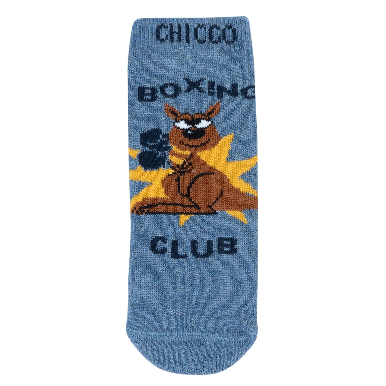 Calze antiscivolo unisex Chicco blu con motivo jacquard e gommatura sulla suola per massima aderenza, ideali per autunno/inverno. | Chicco