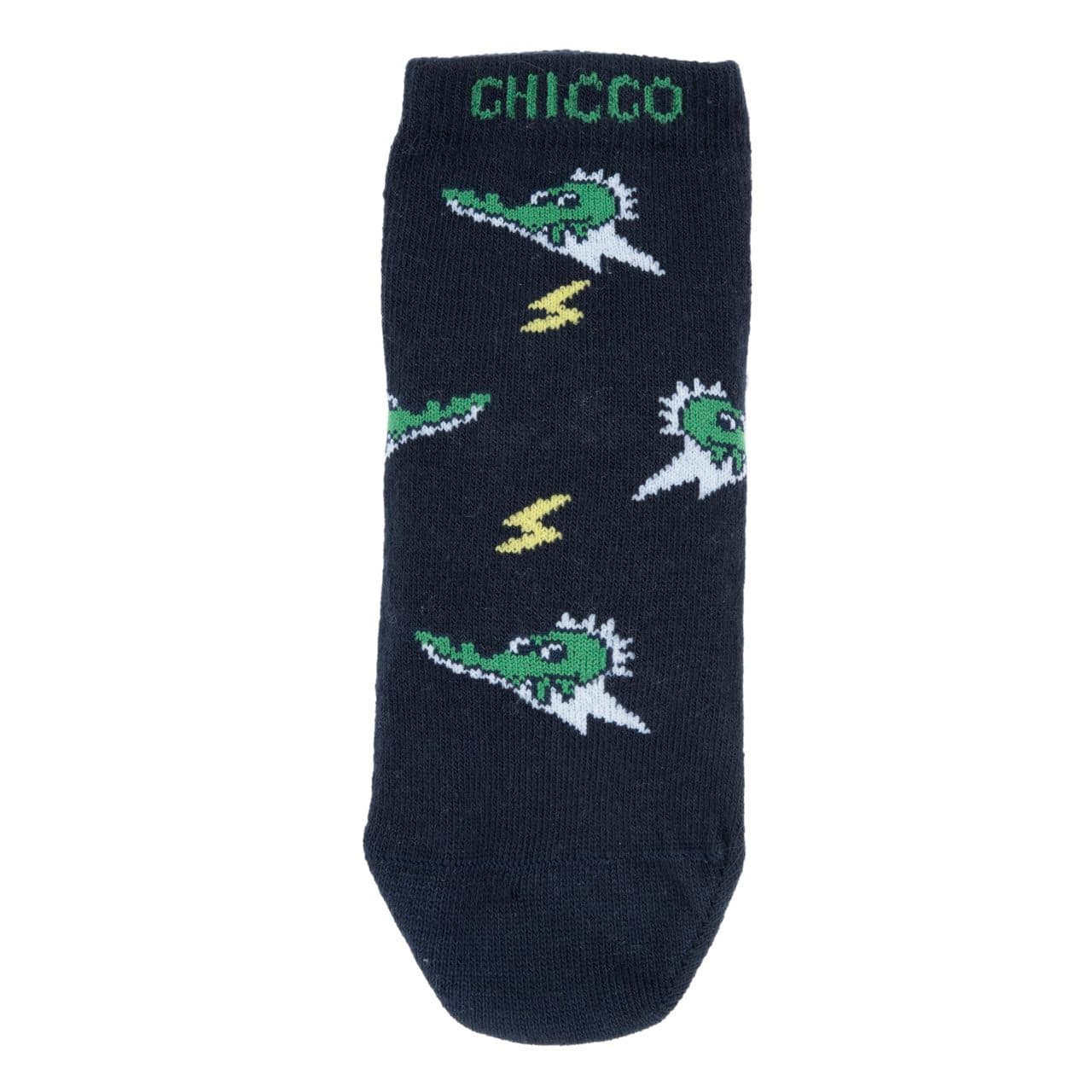 Calze antiscivolo Chicco unisex blu con lavorazione jacquard e gommatura sulla suola per bambini, taglia 24. | Chicco