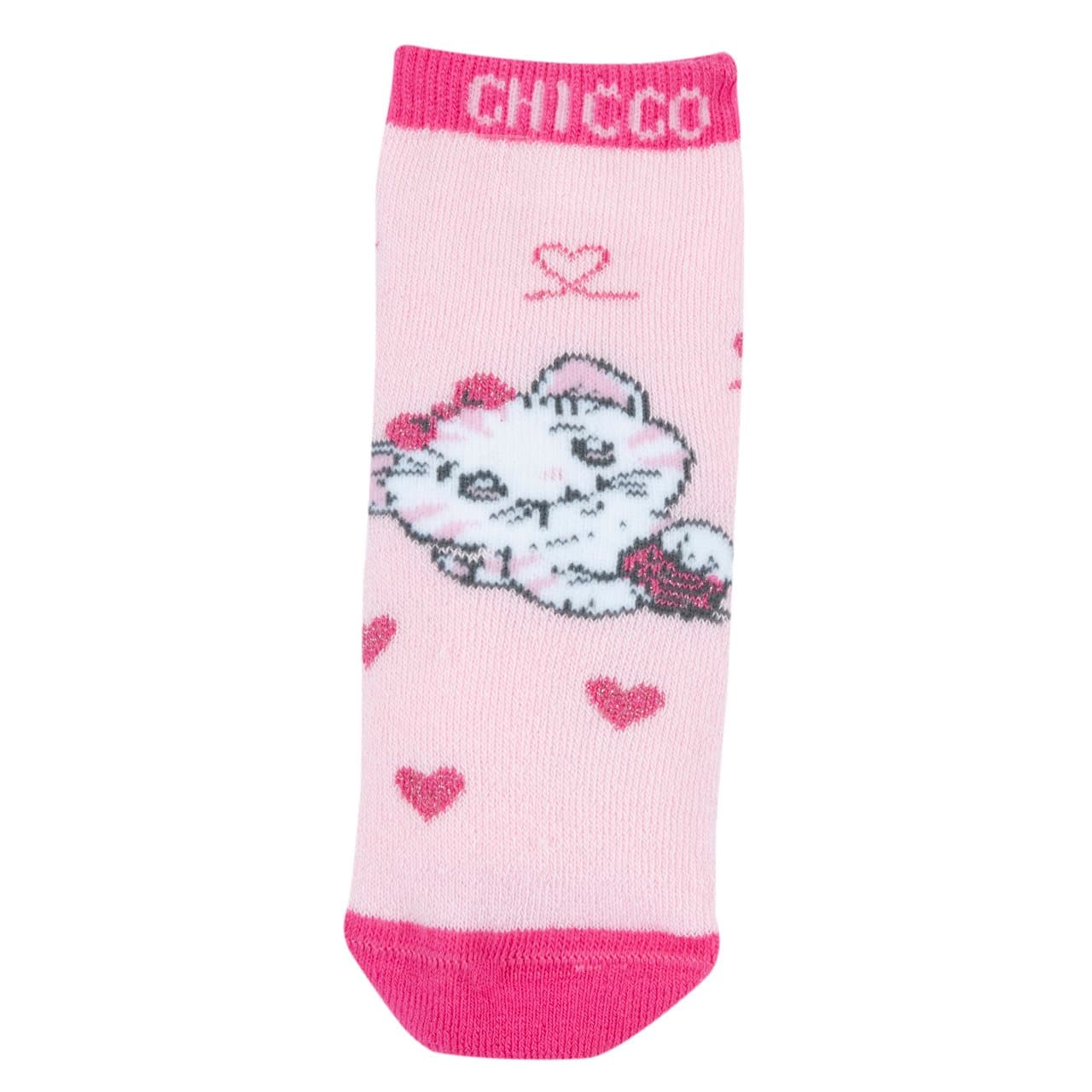 Calzini antiscivolo Chicco unisex rosa con motivo jacquard e gommatura sul fondo per una maggiore aderenza, ideali per autunno/inverno. | Chicco