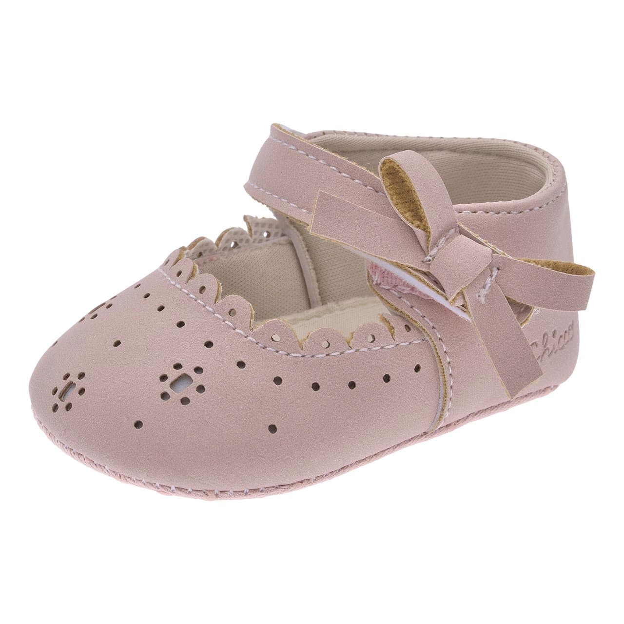 Ballerina aperta rosa da bambina Chicco con decorazione floreale, fiocco e punta arrotondata, chiusura a strappo regolabile, ideale per i primi passi. | Chicco