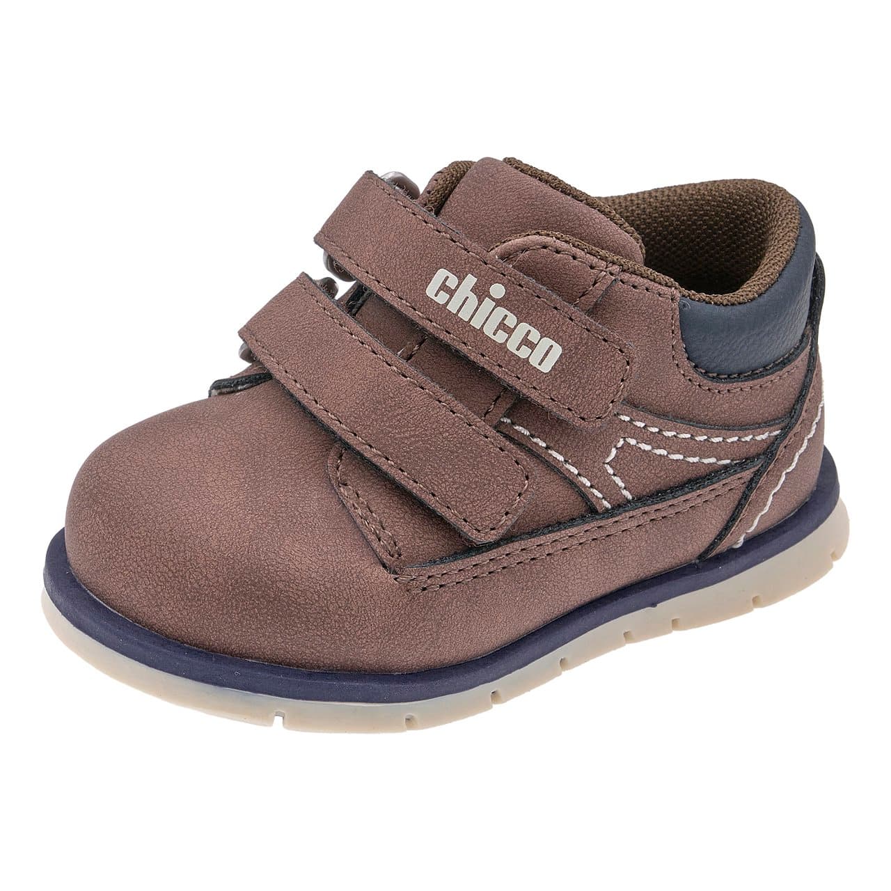 Polacchino primi passi unisex Chicco Foy marrone con doppio strappo e suola flessibile per un corretto sviluppo del piede. | Chicco