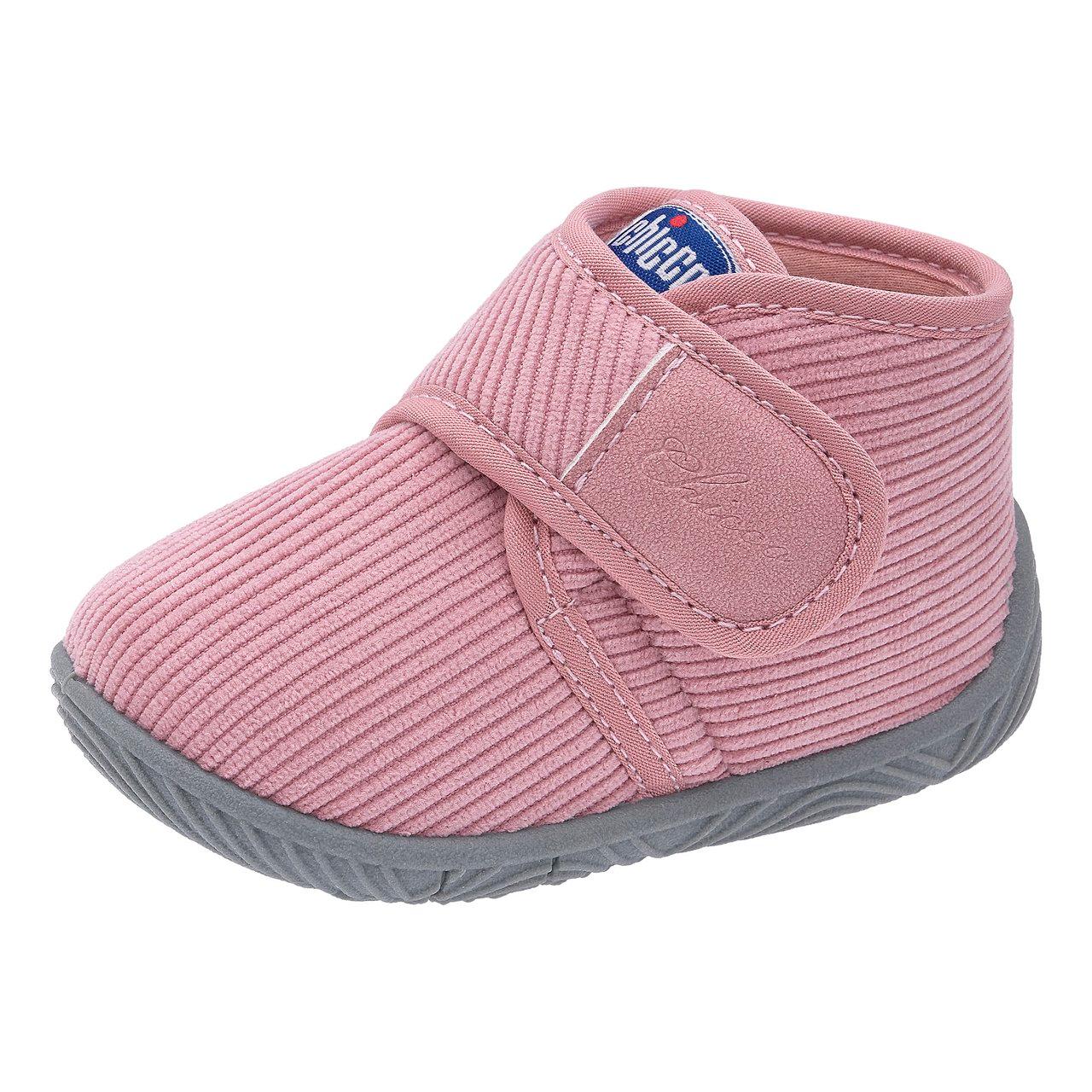 Pantofola bambina Chicco Tambol in velluto a righe rosa, con punta arrotondata, chiusura a strappo e suola Flex-zone per la massima mobilità. | Chicco