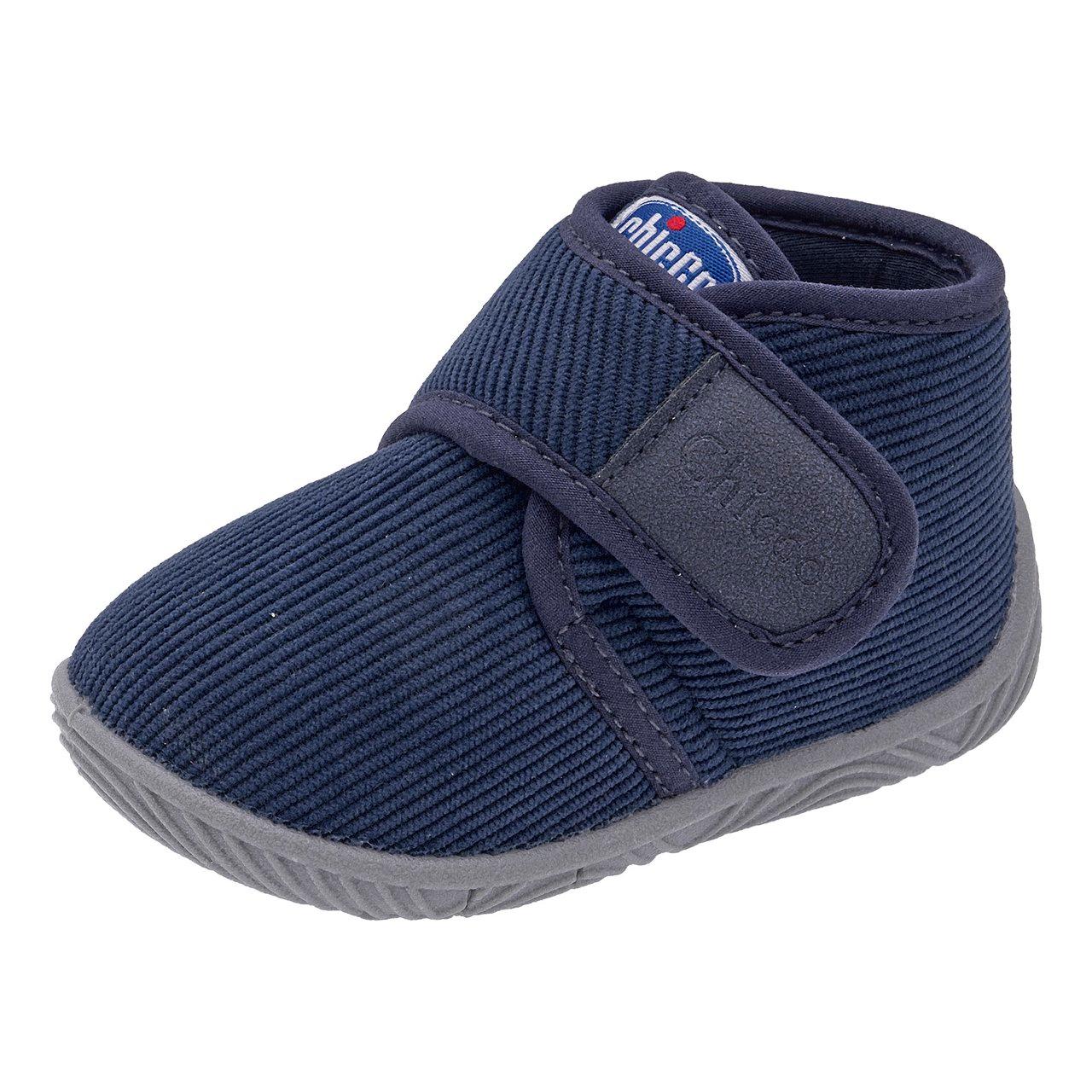 Pantofola bambina Chicco Tambol in velluto a righe rosa, con punta arrotondata, fodera in tessuto e chiusura a strappo regolabile, ideale per l'autunno/inverno. | Chicco