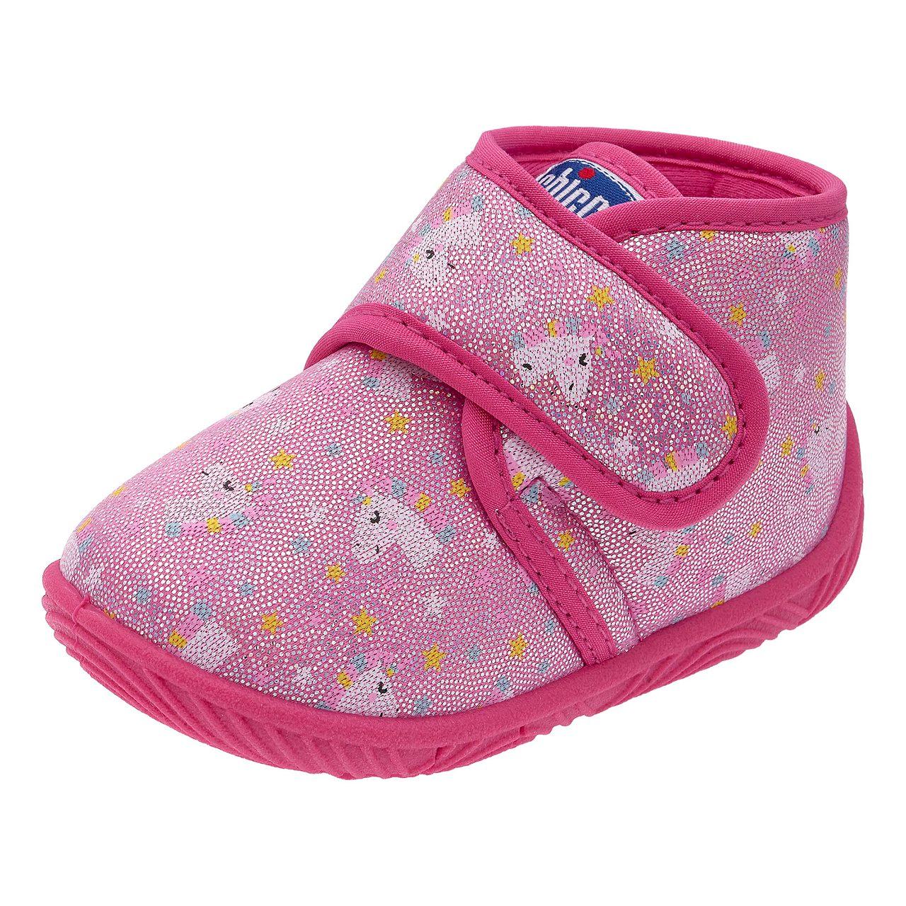 Pantofola bambina Chicco Timbal argento con stampa fiori e cuori, punta arrotondata, chiusura a strappo e suola Flex-Zone per la mobilità del piede. | Chicco