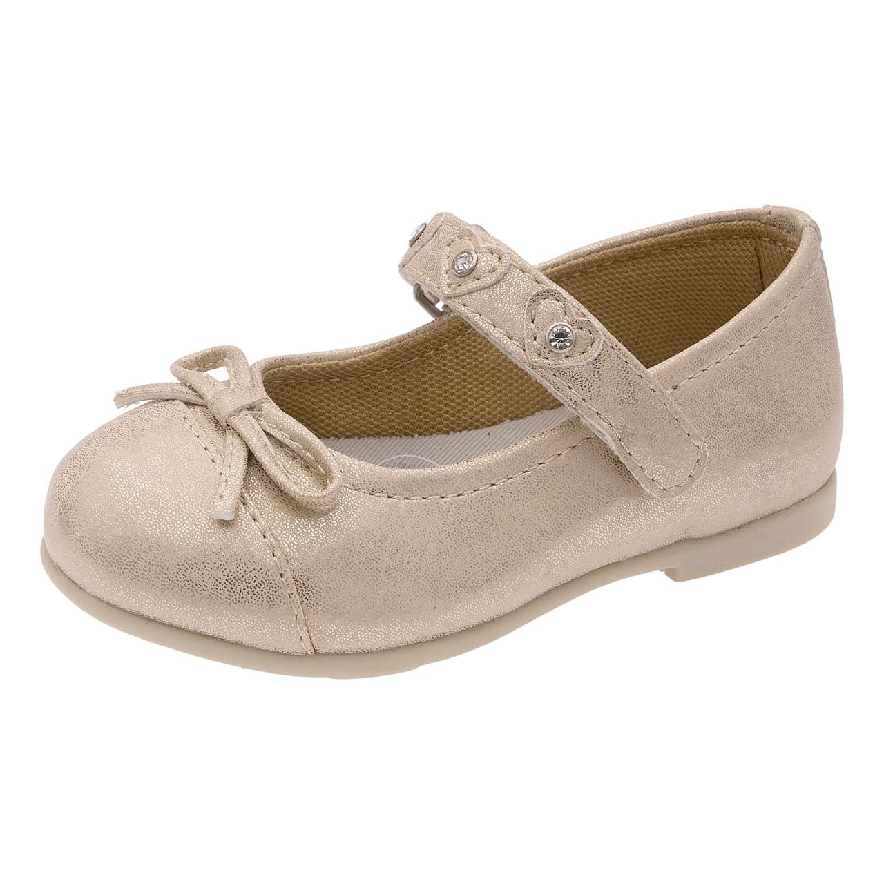 Ballerina bambina Chicco Chimera gialla laminata con chiusura a strappo a cuori e strass, fiocco e punta arrotondata. | Chicco