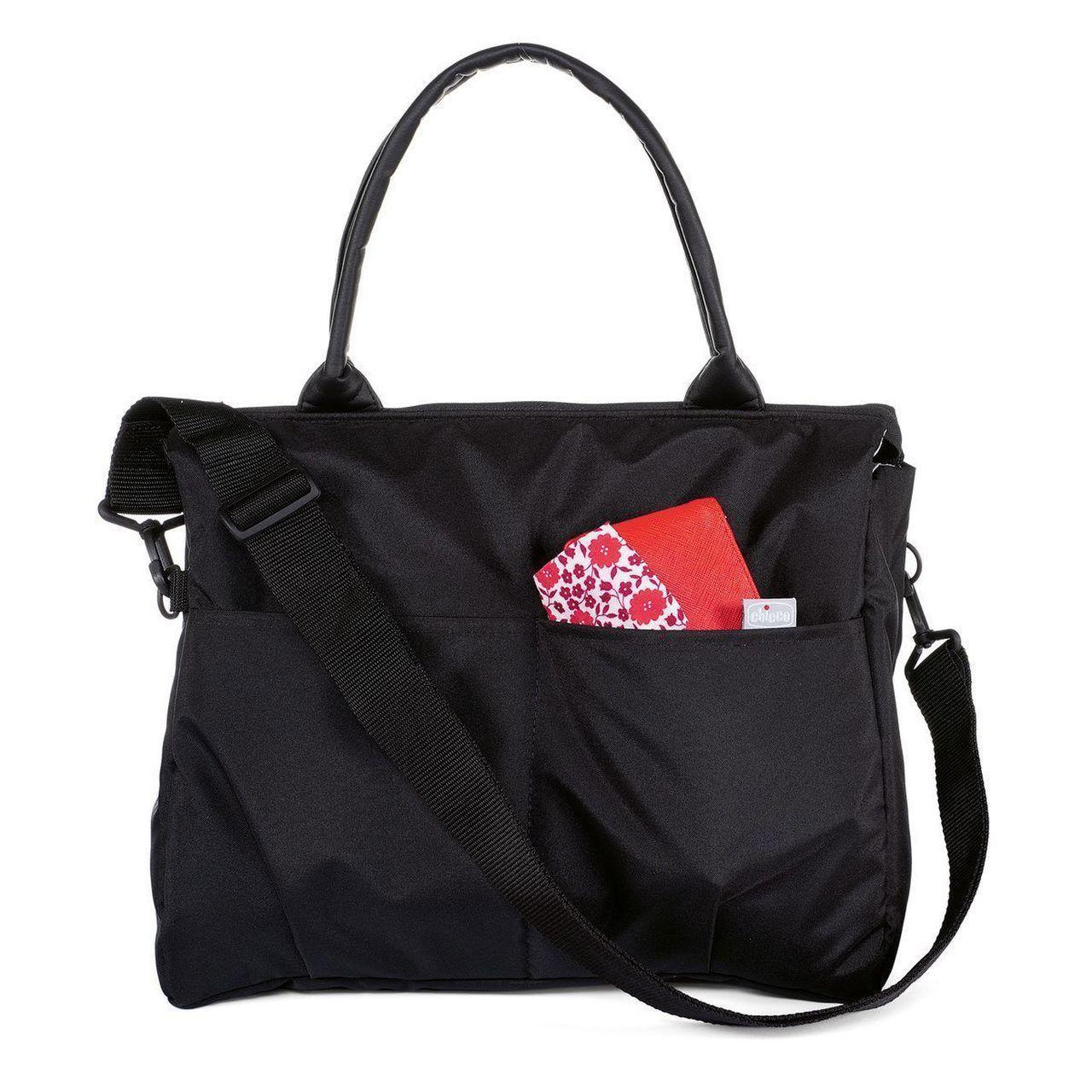 Borsa organizer Chicco nera unisex, versatile e funzionale, ideale per passeggino e uso quotidiano, con numerose tasche interne ed esterne. | Chicco