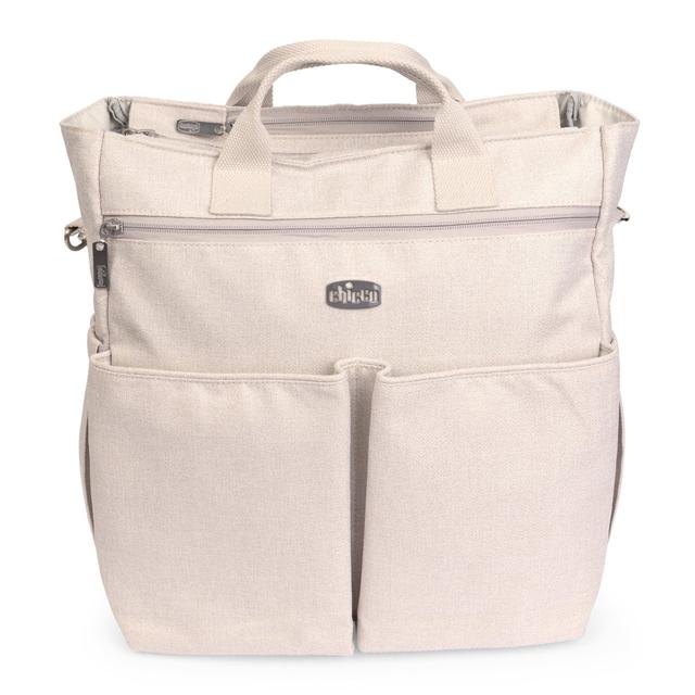 Borsa passeggino Chicco grigio unisex in tessuto di alta qualità con dettagli in metallo argentato e 11 tasche interne, ideale per ogni stagione. | Chicco
