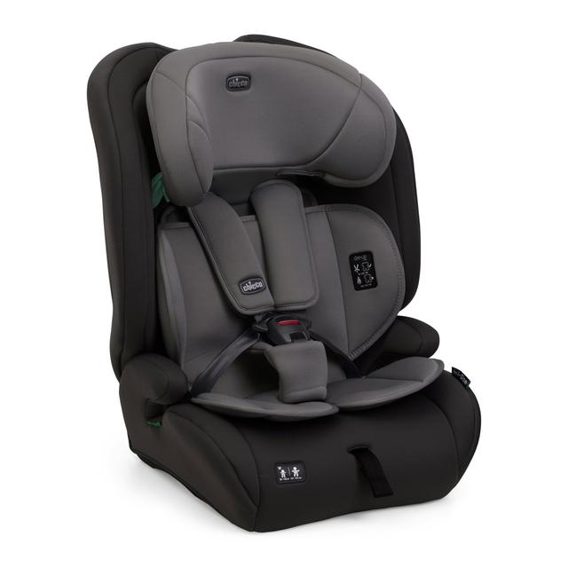 Seggiolino auto Chicco Gro-up I-size nero, conforme ECE R129/04, per bambini da 76 a 150 cm, leggero e installabile con cintura. | Chicco