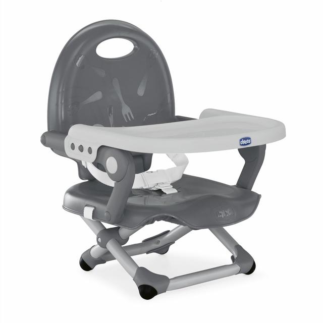 Rialzo sedia Chicco Pocket Snack bianco, compatto e regolabile in altezza e vassoio, ideale per pasti sicuri e comodi dai 6 ai 36 mesi. | Chicco