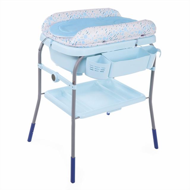 Bagnetto fasciatoio Chicco Cuddle&bubble grigio con riduttore morbido, vaschetta ergonomica e scomparti portaoggetti, ideale per neonati. | Chicco