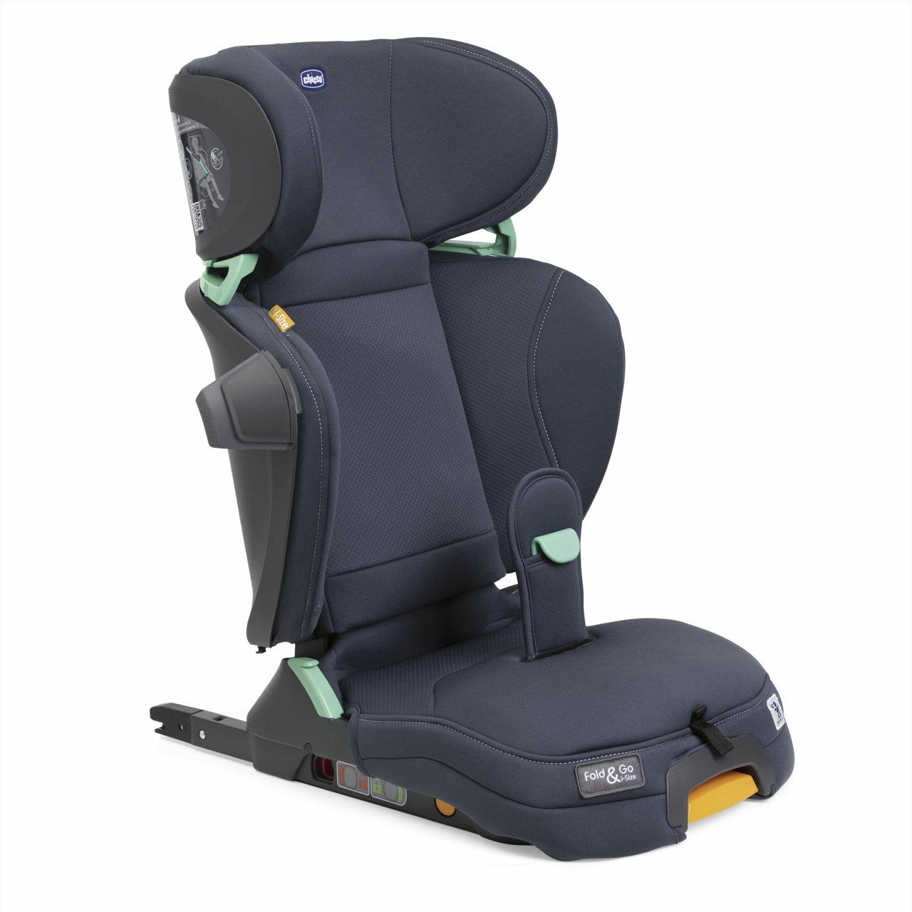 Seggiolino auto Chicco Fold&Go I-Size grigio unisex per bambini da 100 a 150 cm, con quattro posizioni di reclinazione e sistema di protezione avanzato. | Chicco