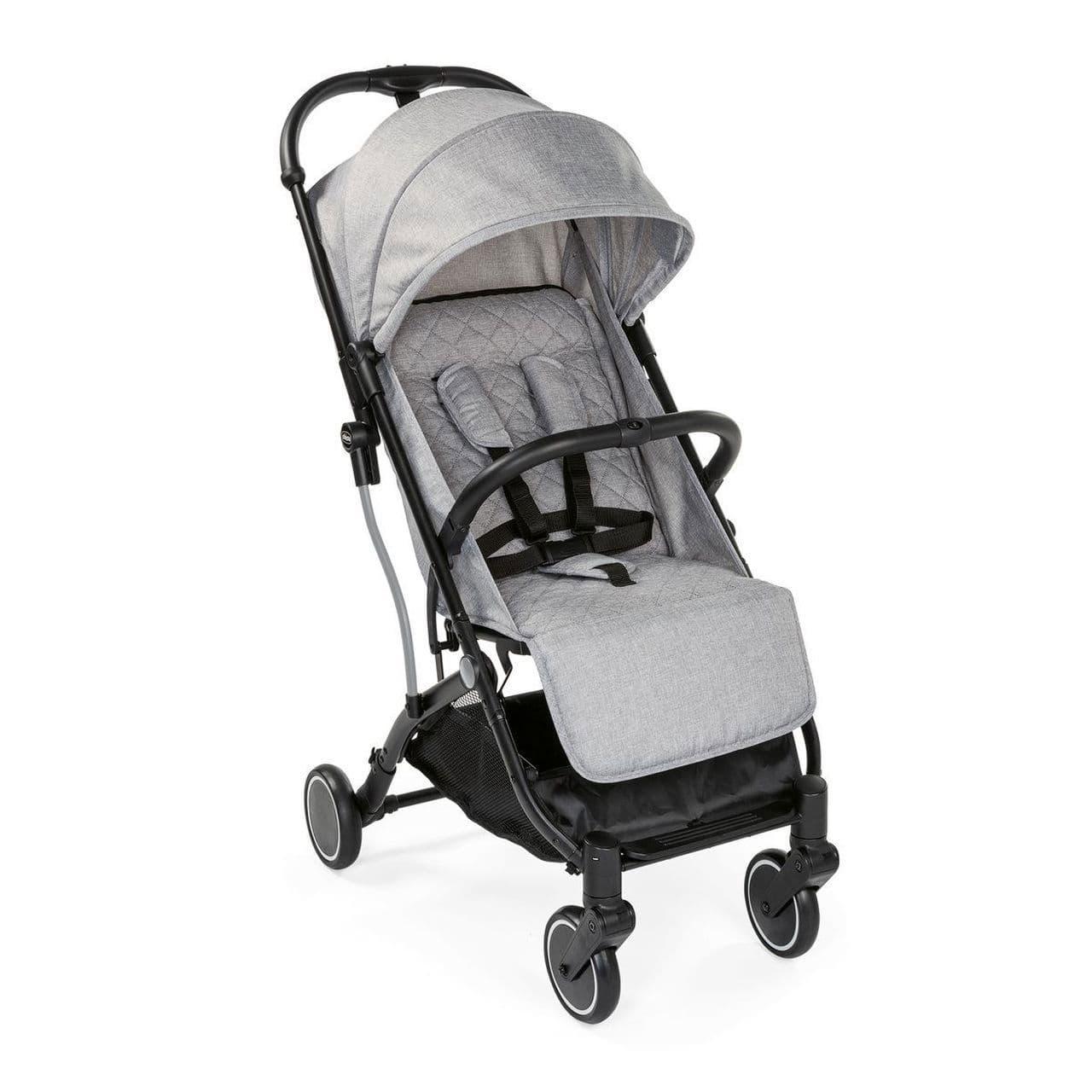 Passeggino Trolley Me Chicco grigio, leggero e compatto, ideale dalla nascita fino a 15 kg, con chiusura a trolley e seduta confortevole. | Chicco