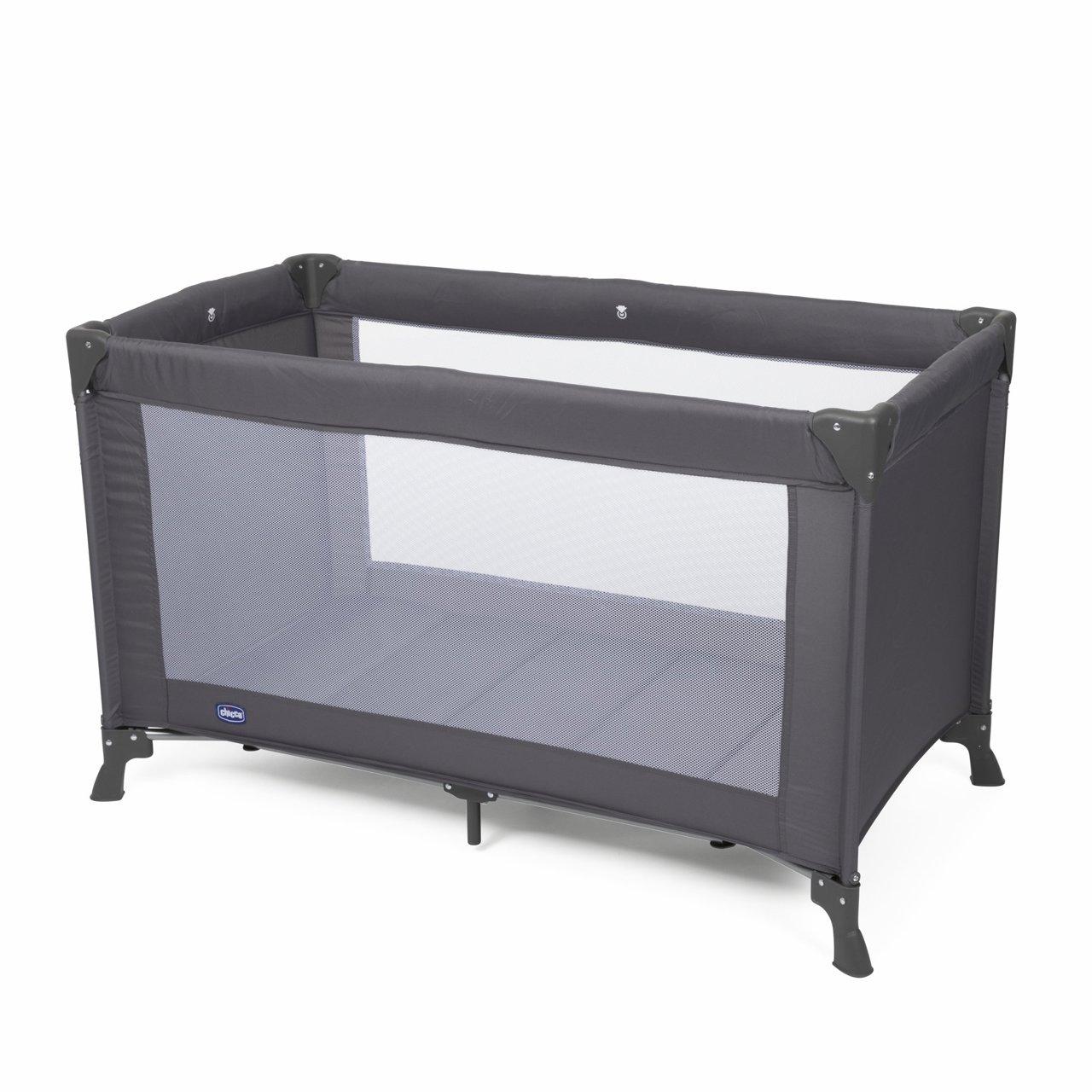 Lettino da viaggio Chicco Good Night blu, pieghevole a ombrello, con finestre in rete per ventilazione e struttura sicura per neonati e bambini fino a 4 anni. | Chicco