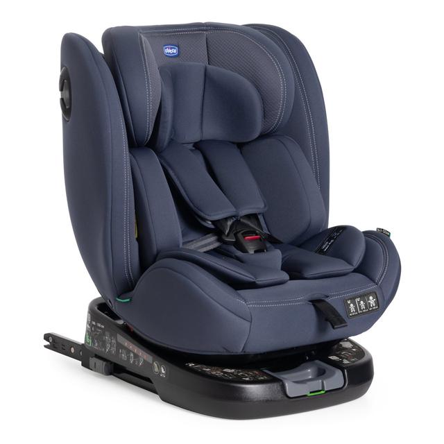 Seggiolino auto Chicco Unico Evo I-size blu, unisex, per neonati e bambini da 40 a 150 cm, con rotazione 360° e Isofix. | Chicco