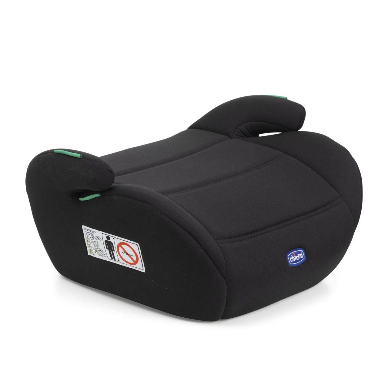 Seggiolino auto Chicco Quasar i-Size nero per bambini da 125 a 150 cm con braccioli imbottiti e guida cintura regolabile. | Chicco
