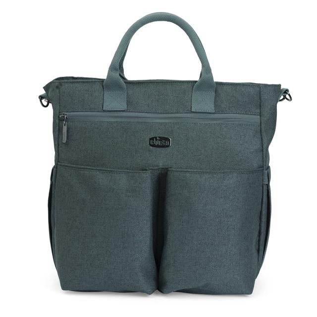 Borsa passeggino Chicco grigio unisex in tessuto di alta qualità con dettagli in metallo argentato e 11 tasche interne, ideale per ogni stagione. | Chicco