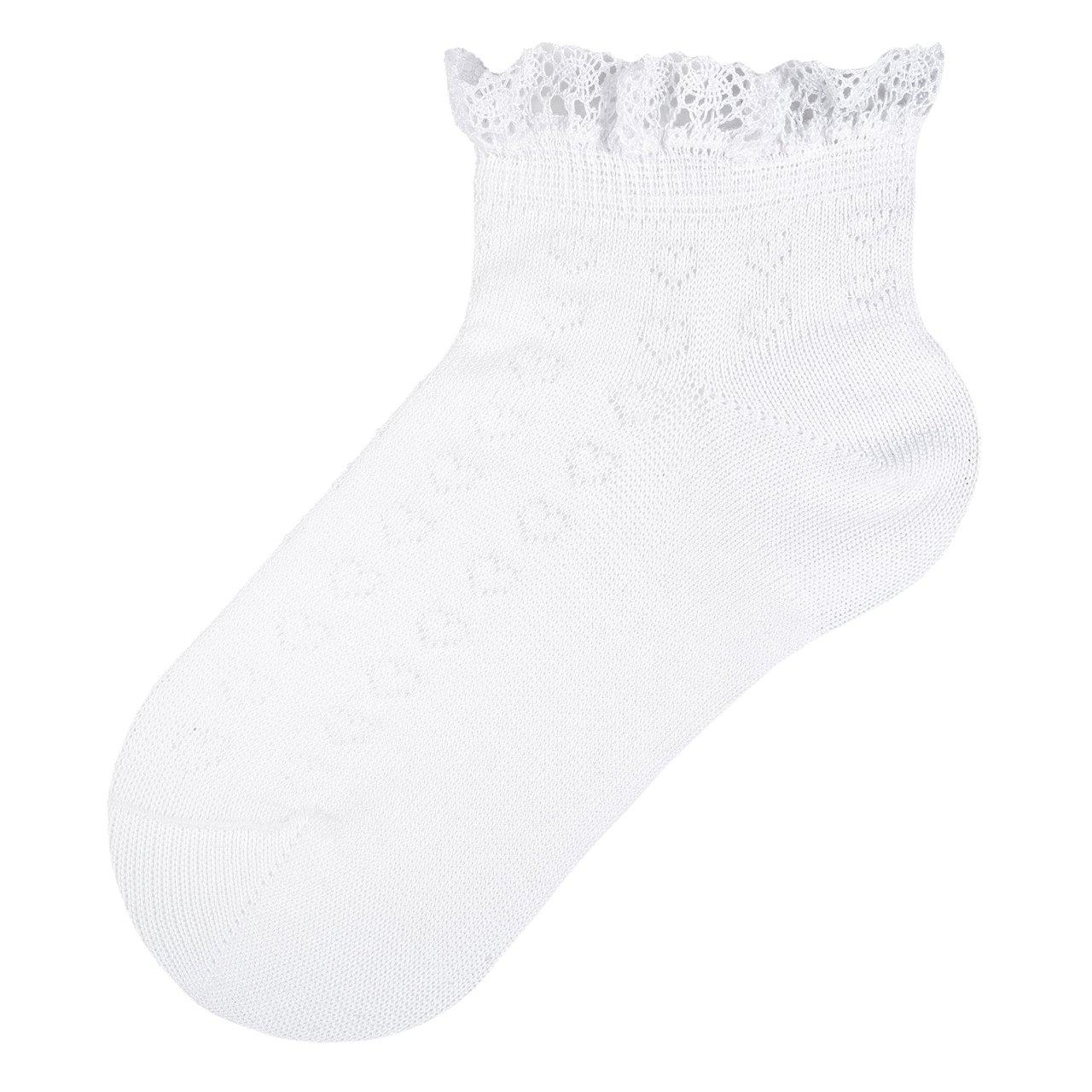 Calzini bianchi Chicco per bambina con rouche in pizzo macramè sulla caviglia, misto cotone mercerizzato, ideali primavera/estate. | Chicco