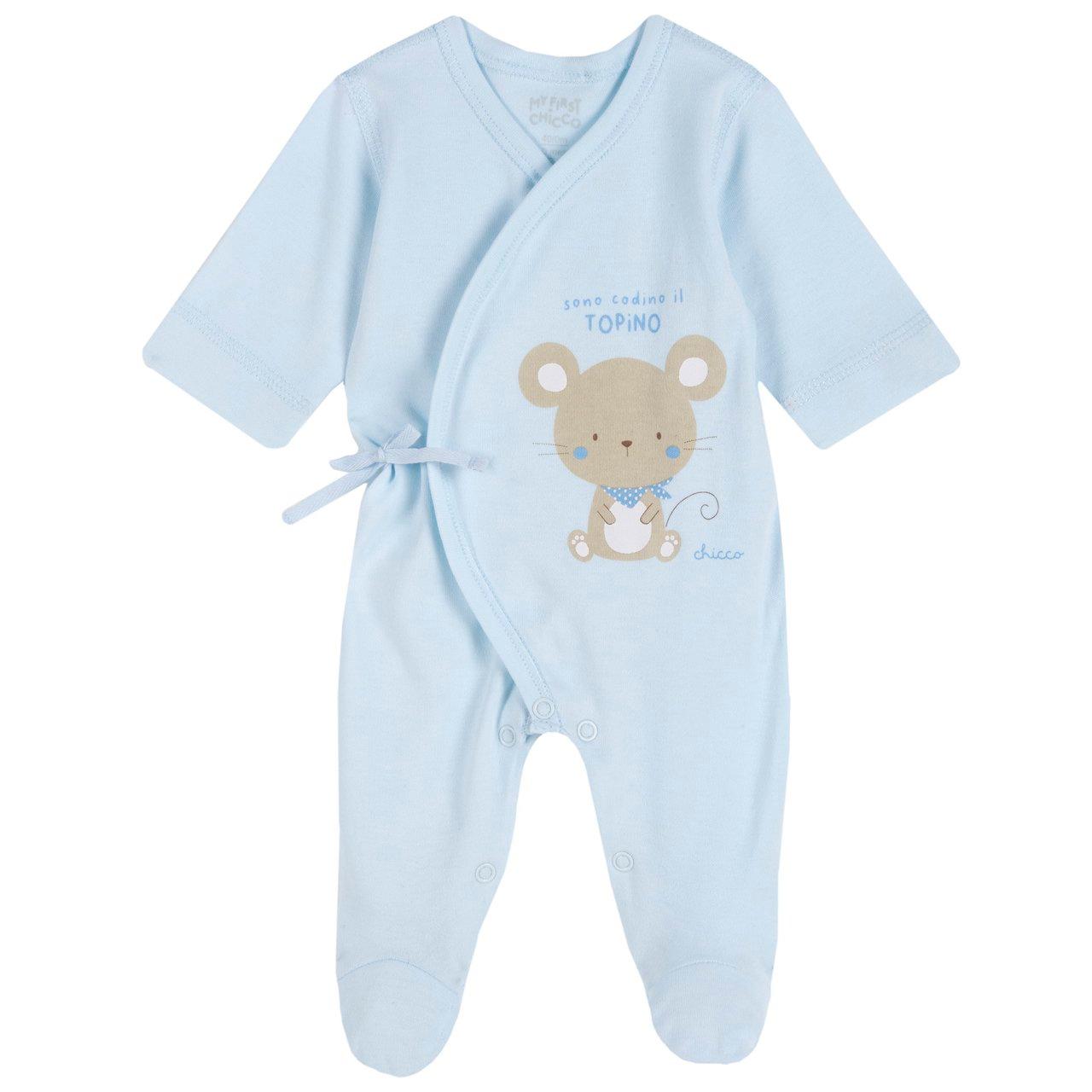 Tutina neonata prematura Chicco in morbido cotone rosa, con apertura incrociata e bottoncini automatici, ideale per tutte le stagioni. | Chicco