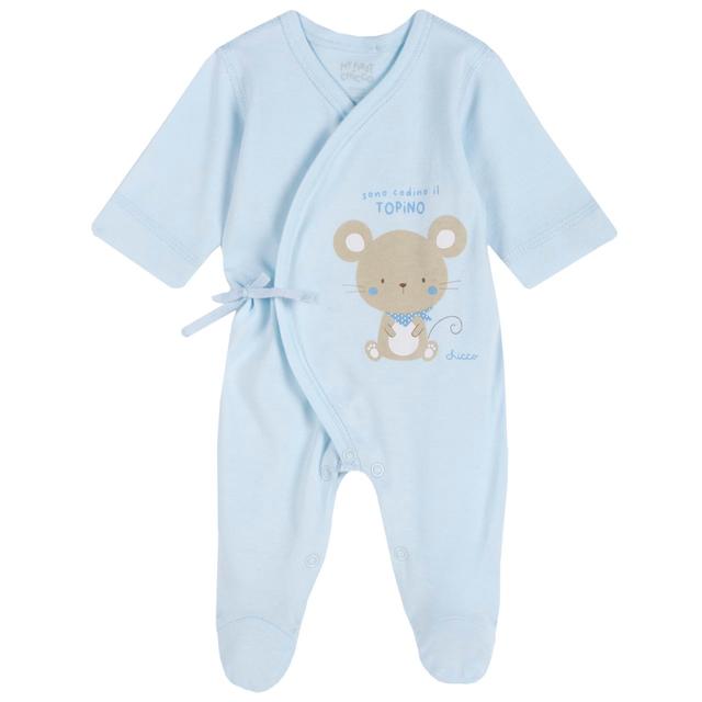 Tutina neonata prematura Chicco in morbido cotone rosa, con apertura incrociata e bottoncini automatici, ideale per tutte le stagioni. | Chicco