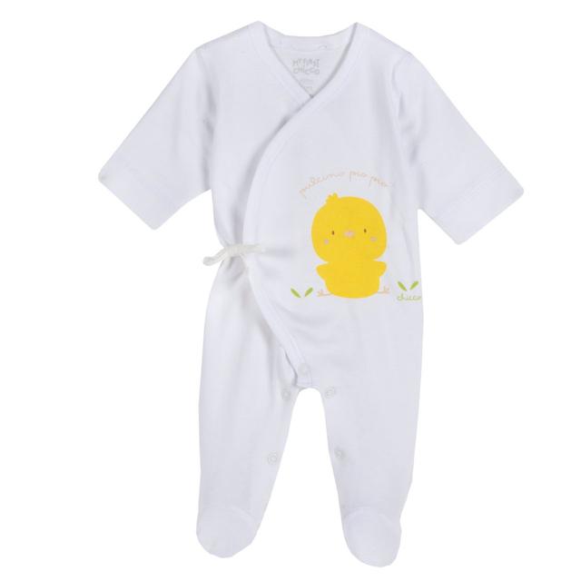 Tutina neonata prematura Chicco in morbido cotone rosa, con apertura incrociata e bottoncini automatici, ideale per tutte le stagioni. | Chicco