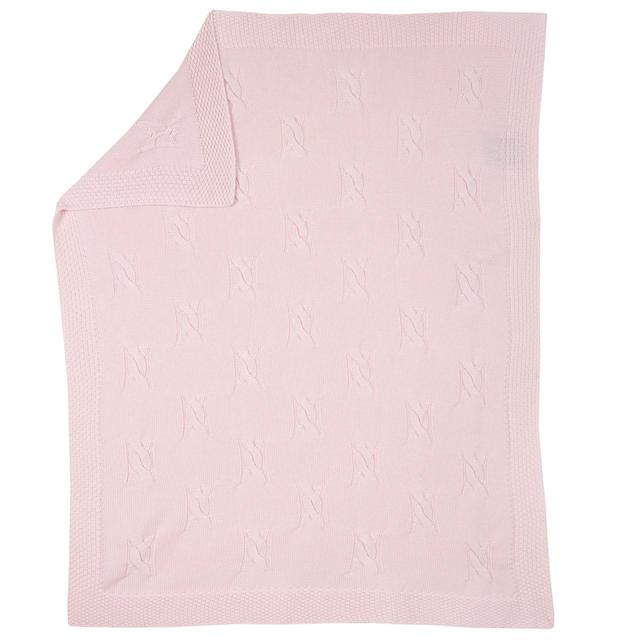 Coperta carrozzina Chicco in maglia di cotone rosa per bambina, con giochi di punti, certificata Oeko-Tex, dimensioni 86x68 cm. | Chicco