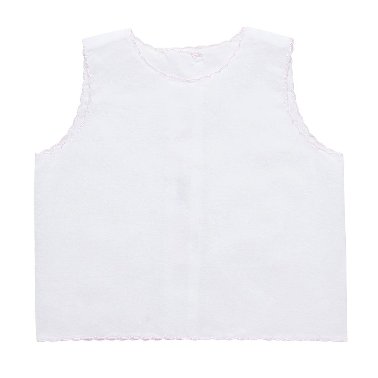 Camicino della fortuna neonata Chicco in morbida mussola di cotone 100% rosa con bordi smerlati, certificato Oeko-Tex, ideale per primavera/estate. | Chicco