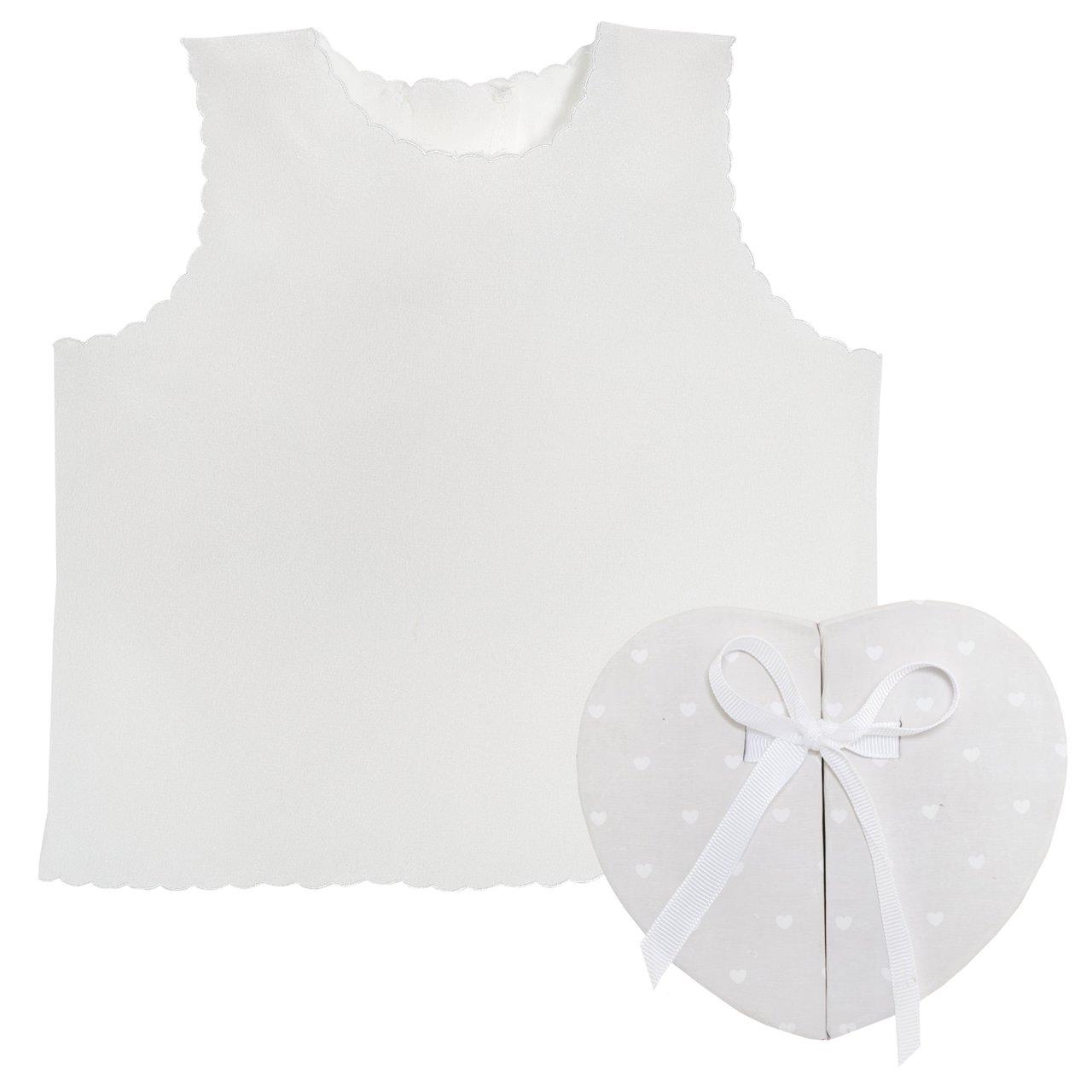 Camicino della fortuna in seta Chicco bianco unisex per neonato, con bordi smerlati e scatola regalo a cuore, taglia unica. | Chicco