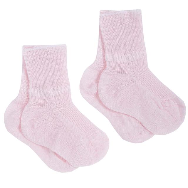 Set 2 calzini neonato Chicco in 100% lana rosa, taglia unica, ideali per i primi giorni e ogni stagione. | Chicco