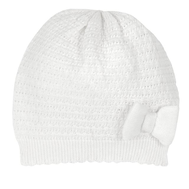 Cappello in tricot bianco Chicco per bambina, 100% cotone, con fiocco applicato, ideale per primavera/estate. | Chicco