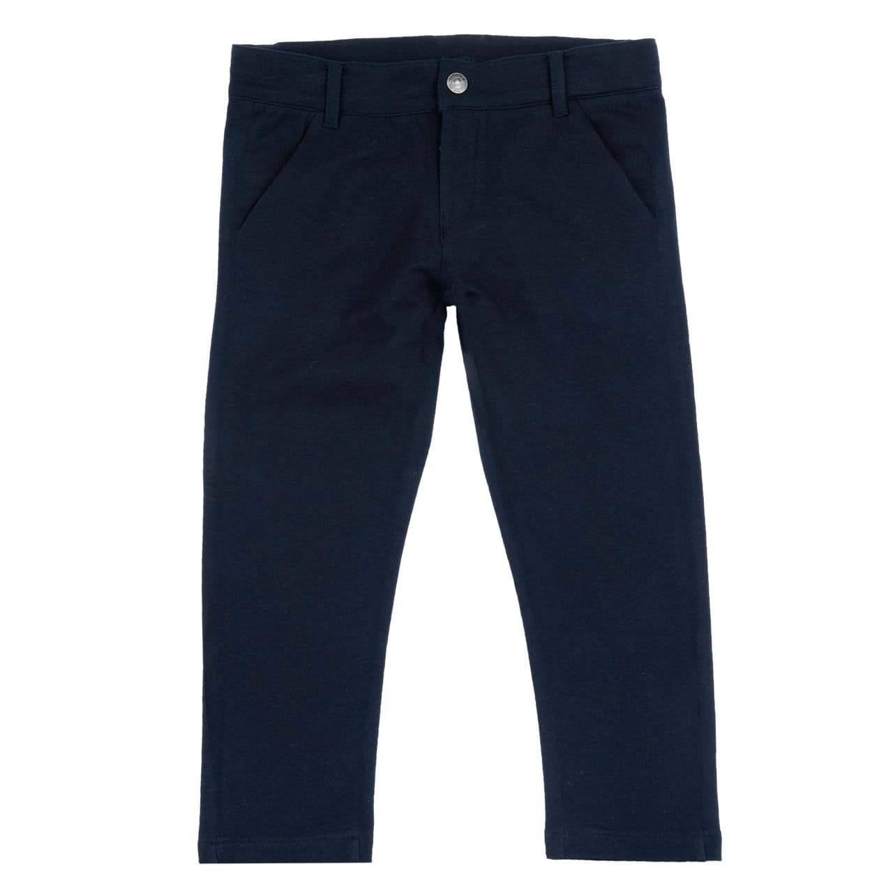 Pantaloni lunghi blu in felpa elasticizzata Chicco per bambino, con vita regolabile e chiusura zip/bottone automatico, ideali per autunno/inverno. | Chicco