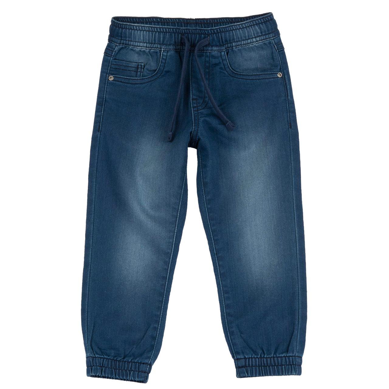 Pantaloni lunghi in felpa elasticizzata effetto denim blu per bambino Chicco con vita elasticizzata e cordino regolabile. | Chicco