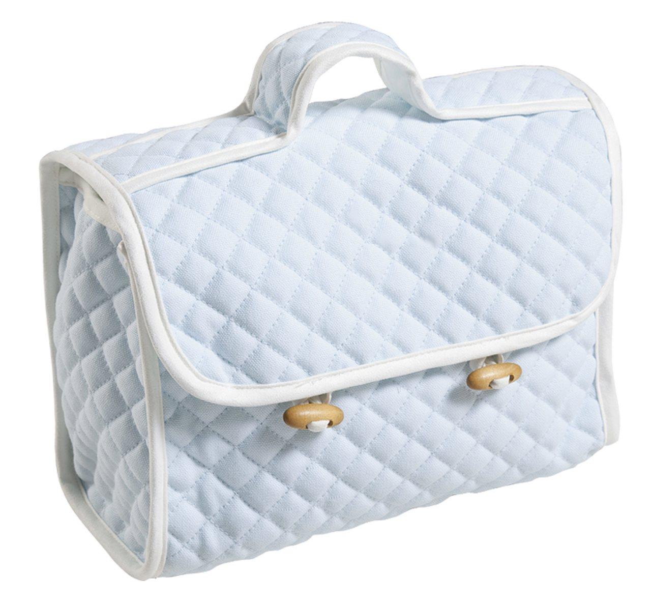 Borsa porta oggetti Chicco in cotone trapuntato rosa, con bordini a contrasto, manico e chiusura con bottoncini e alamari, ideale per l'uso quotidiano. | Chicco