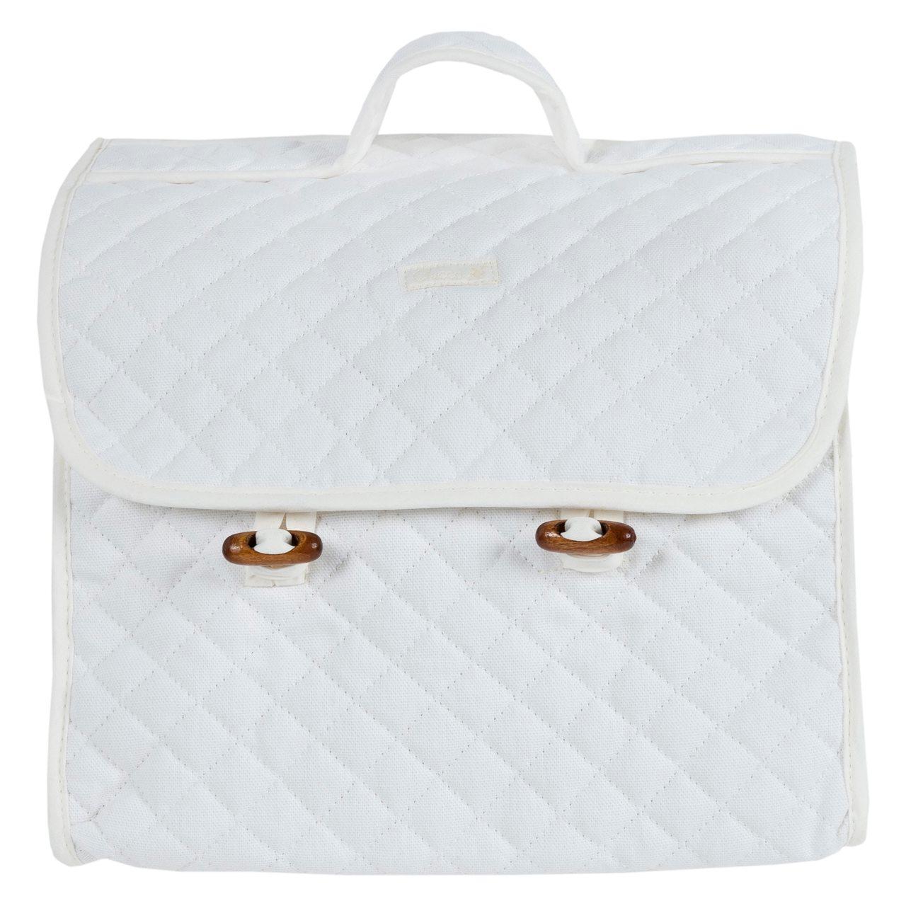 Borsa porta oggetti Chicco in cotone trapuntato rosa, con bordini a contrasto, manico e chiusura con bottoncini e alamari, ideale per l'uso quotidiano. | Chicco