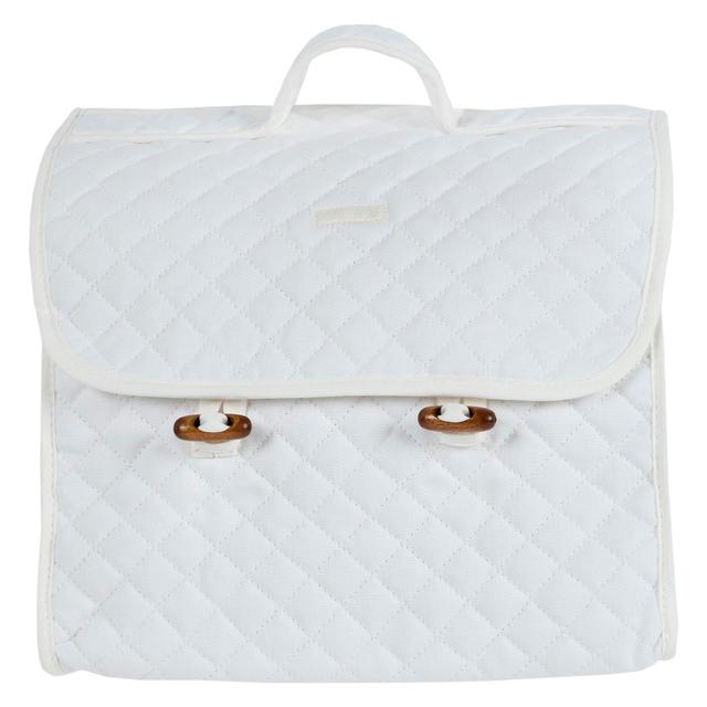 Borsa porta oggetti Chicco in cotone trapuntato rosa, con bordini a contrasto, manico e chiusura con bottoncini e alamari, ideale per l'uso quotidiano. | Chicco