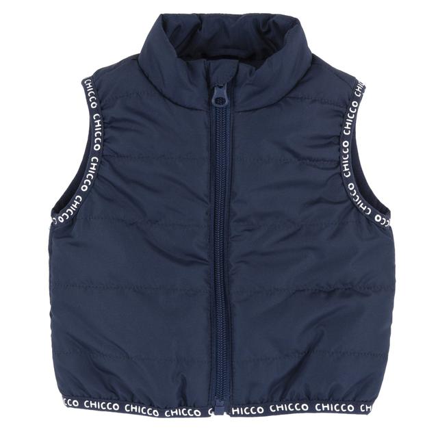 Gilet imbottito Chicco blu in tessuto tecnico trapuntato, impermeabile e con fodera in cotone, ideale per la primavera/estate. | Chicco