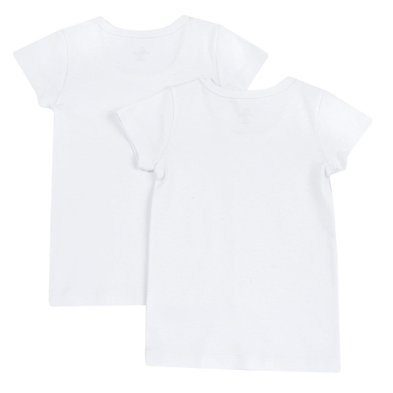 Set due magliette intime bambina Chicco in cotone felpato bianco con fiocco e logo, manica corta, per tutte le stagioni. | Chicco