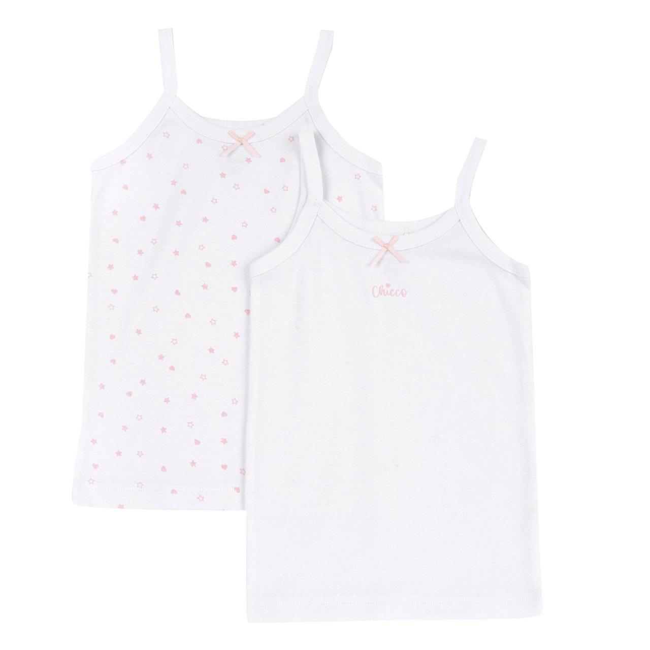 Set di canottiere intime per bambina Chicco in morbido cotone a costina, con spalline strette e fiocchetto decorativo, ideali per ogni stagione. | Chicco