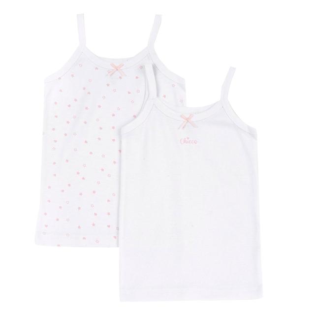 Set di canottiere intime per bambina Chicco in morbido cotone a costina, con spalline strette e fiocchetto decorativo, ideali per ogni stagione. | Chicco