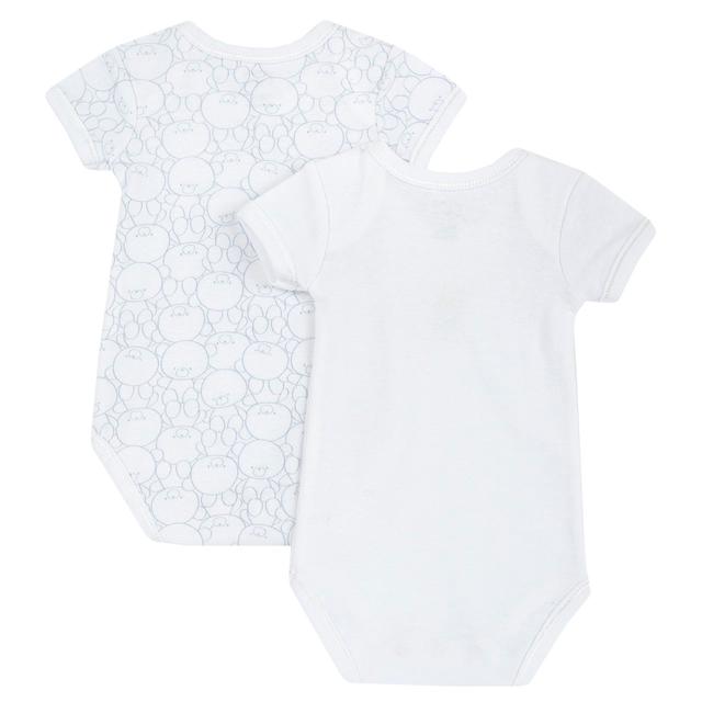 Set due body intimo a manica corta per bambina Chicco in cotone 100% bianco con stampa fantasia e fiocchetto. | Chicco