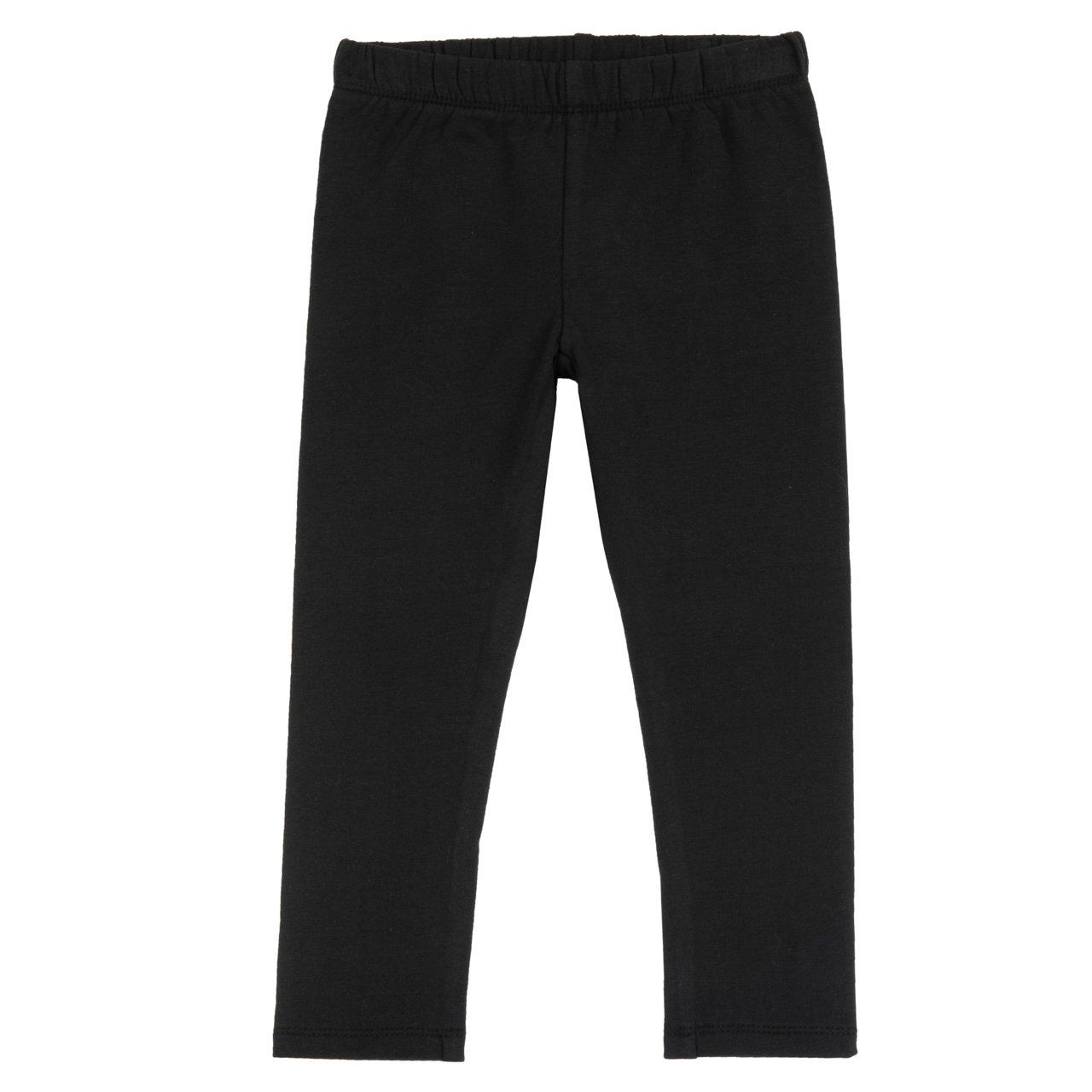 Leggings lunghi da bambina Chicco in felpa elasticizzata di cotone nero, tinta unita, con fascia in vita elasticizzata per un comfort ideale. | Chicco