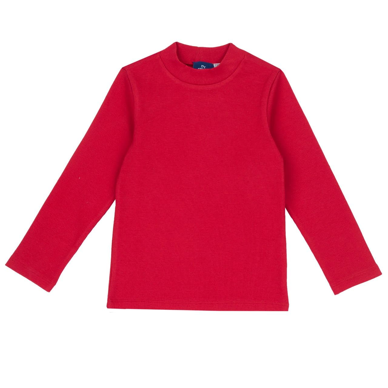 Maglietta bianca a collo alto a manica lunga per bambina in costina elasticizzata, parte della collezione Chicco A/I 2025. | Chicco