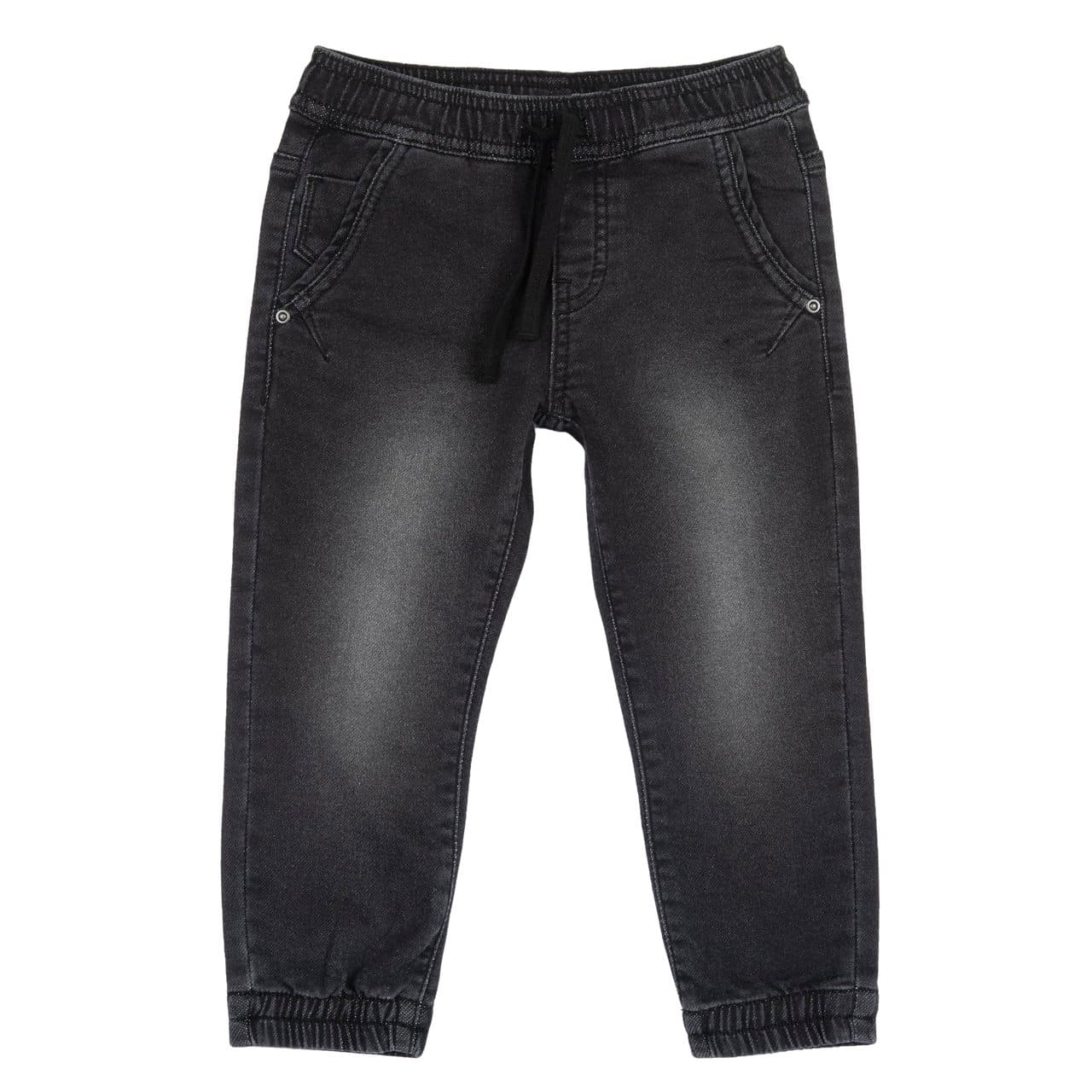 Pantaloni lunghi in felpa elasticizzata effetto denim blu per bambino Chicco, con vita elasticizzata e cordino regolabile, ideali per l'autunno/inverno. | Chicco