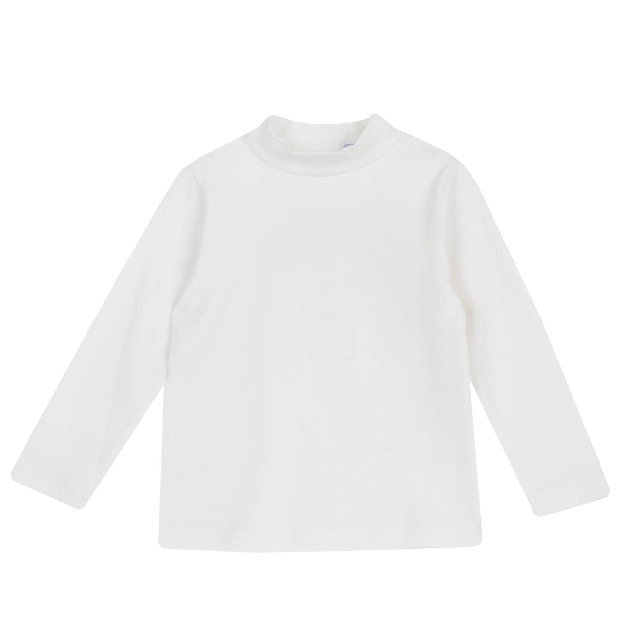 Maglietta bianca a collo alto e manica lunga per bambino Chicco in morbido cotone interlock sostenibile, ideale per l'autunno/inverno. | Chicco