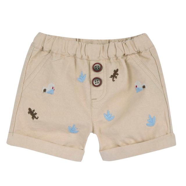 Pantaloni corti bianchi in cotone effetto lino per bambino Chicco con vita elasticata e dettagli ricamati, ideali per la primavera/estate. | Chicco