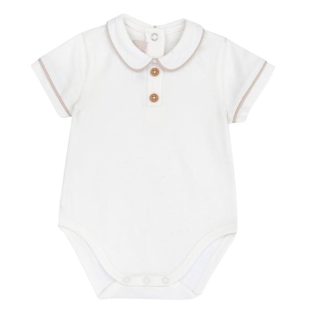 Body neonato manica corta bianco Chicco in morbido jersey di cotone elasticizzato, con bottoni automatici per facilitare la vestizione. | Chicco