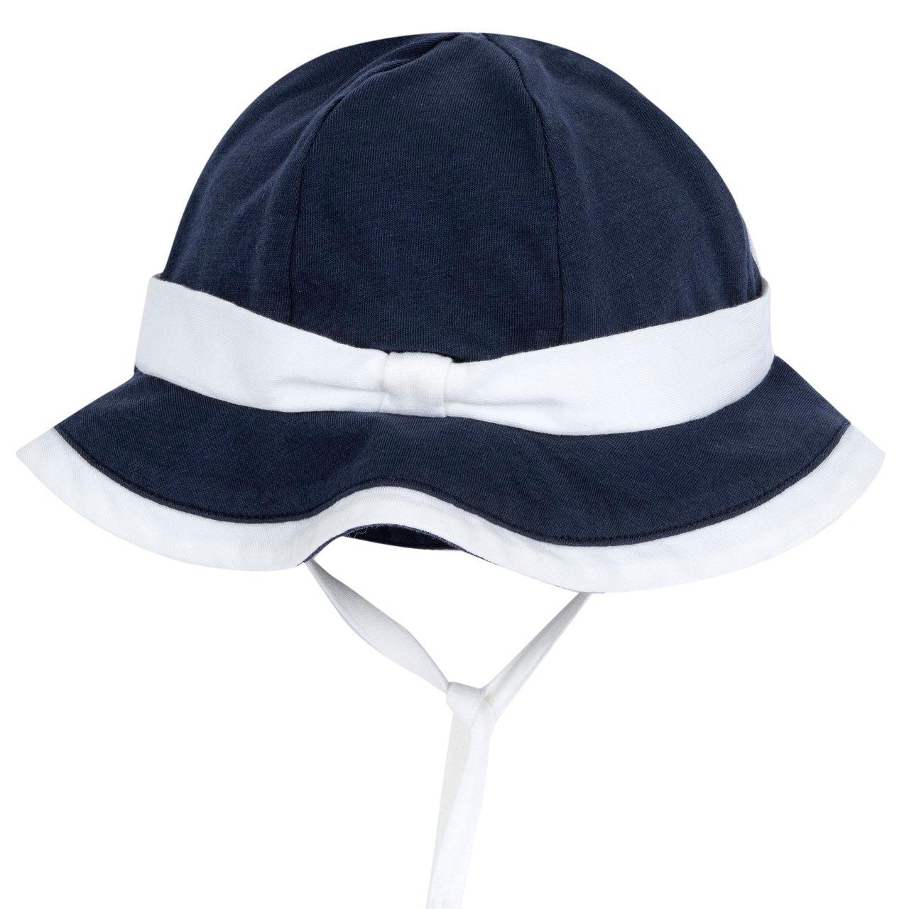 Cappellino bianco in jersey elasticizzato Chicco per bambina, in cotone sostenibile, con inserto e bordo a contrasto, ideale per primavera/estate. | Chicco