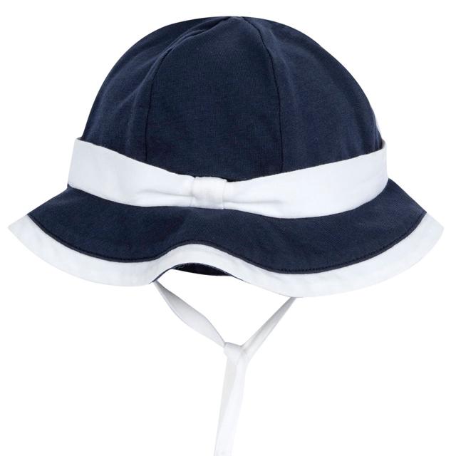 Cappellino bianco in jersey elasticizzato Chicco per bambina, in cotone sostenibile, con inserto e bordo a contrasto, ideale per primavera/estate. | Chicco