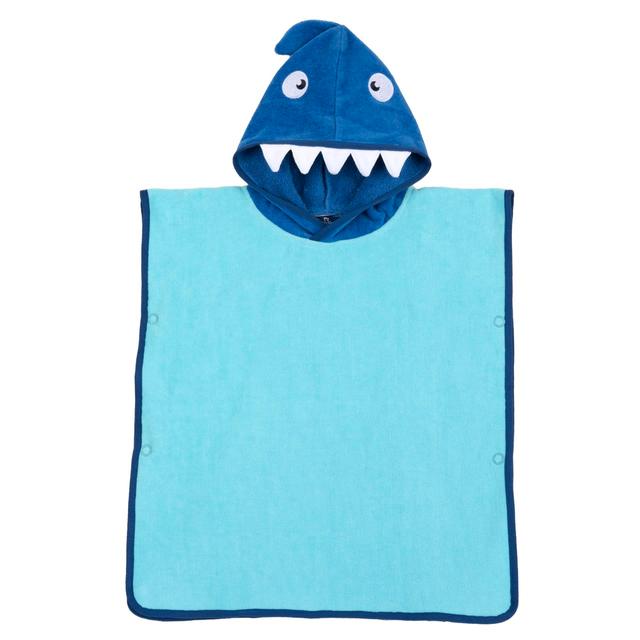 Accappatoio mare azzurro a poncho quadrato con cappuccio a squaletto per bambino, in morbida spugna di cotone 100%, collezione Chicco. | Chicco