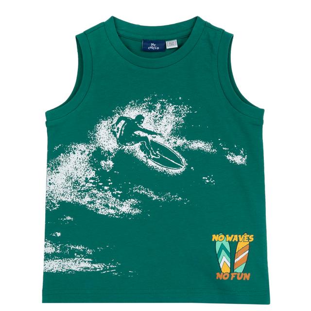 Canotta mare verde in jersey di cotone sostenibile per bambino Chicco, certificata Oeko-Tex, ideale per primavera ed estate. | Chicco