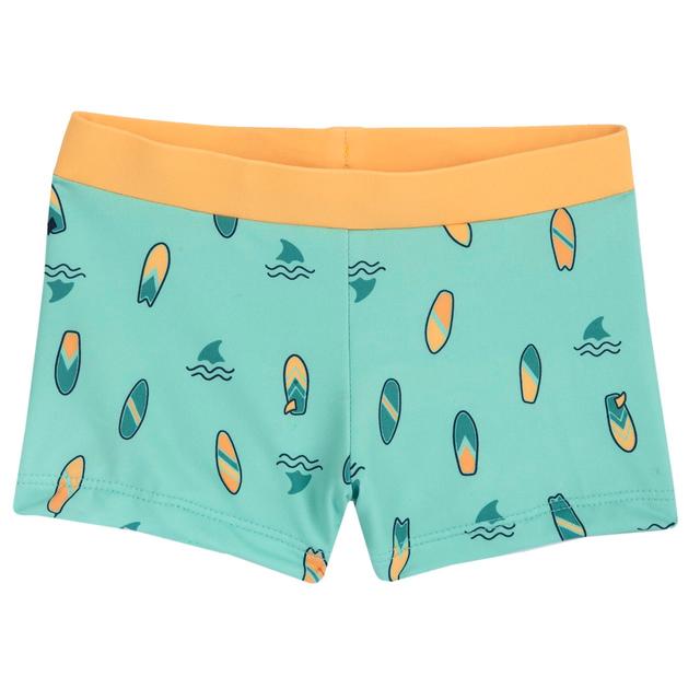 Costume parigamba da bambino Chicco verde con fantasia surf, realizzato in tessuto tecnico riciclato, con cordino regolabile in vita. | Chicco